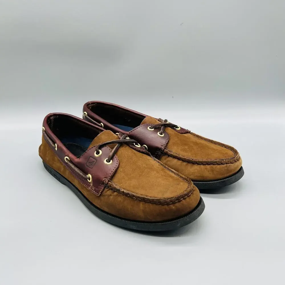 Sperry Shoes Mens 9 Brown Leather Suede Top Sider Boat Moc Toe Casual Comfort